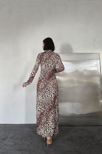 Leopar Desenli Elbise