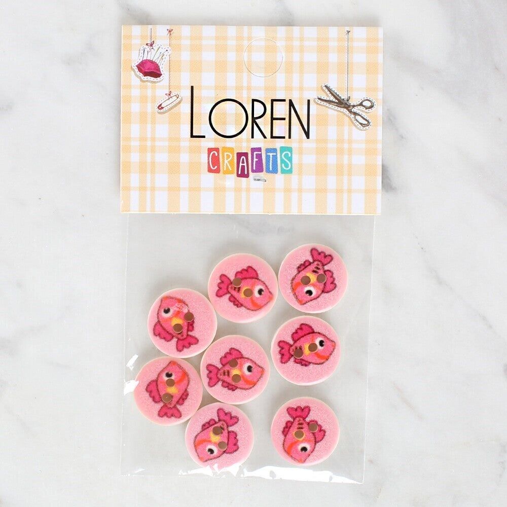 Loren Crafts 8'li Balık Düğme - 1156