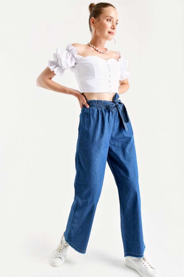 6469 BOL PAÇA JEANS PANTOLON - Koyu Mavi