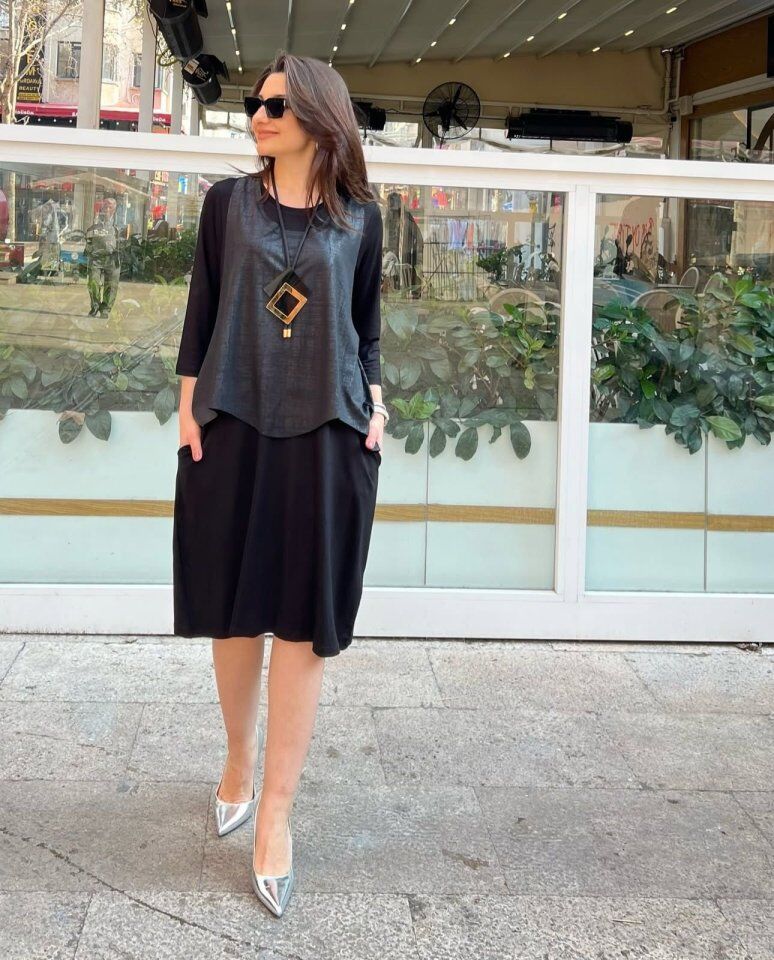 Kadın Viskon Kumaş Cep Detaylı üçlü Takım