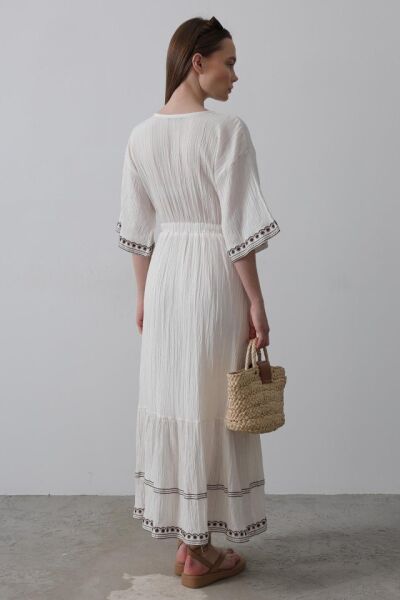 KolEtekNakışlıElbise - Beyaz