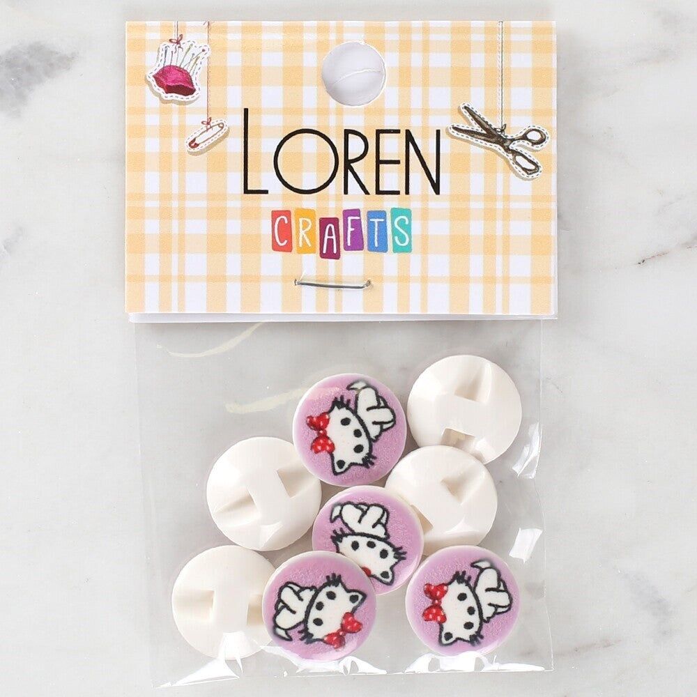 Loren Crafts 8'li Kedi Düğme - 1064