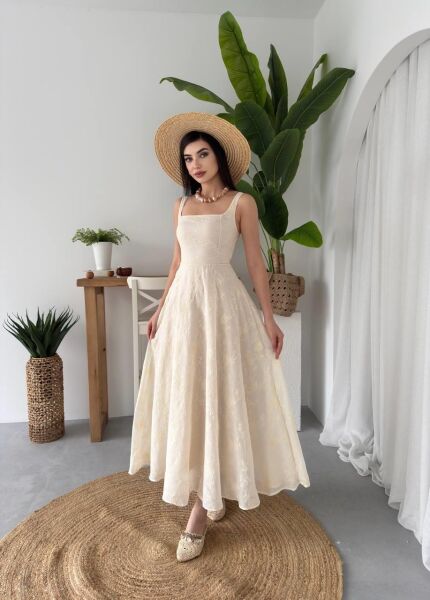 Cuper Çiçek Detaylı Elbise