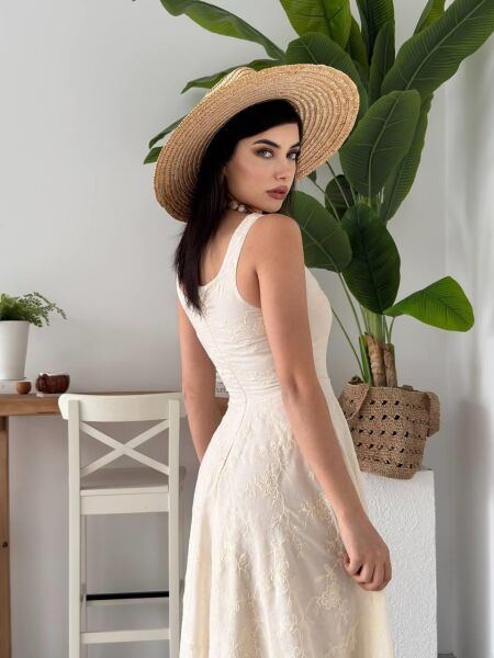 Cuper Çiçek Detaylı Elbise