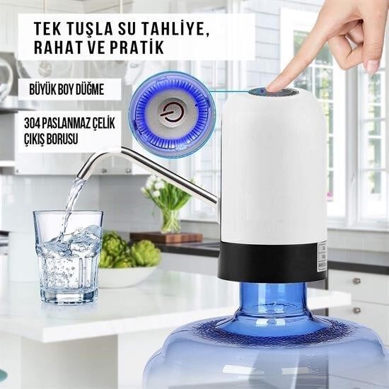 BUFFER® Usb ile Şarj Edilebilir Elektrikli  Otomatik Damacana Su Pompası