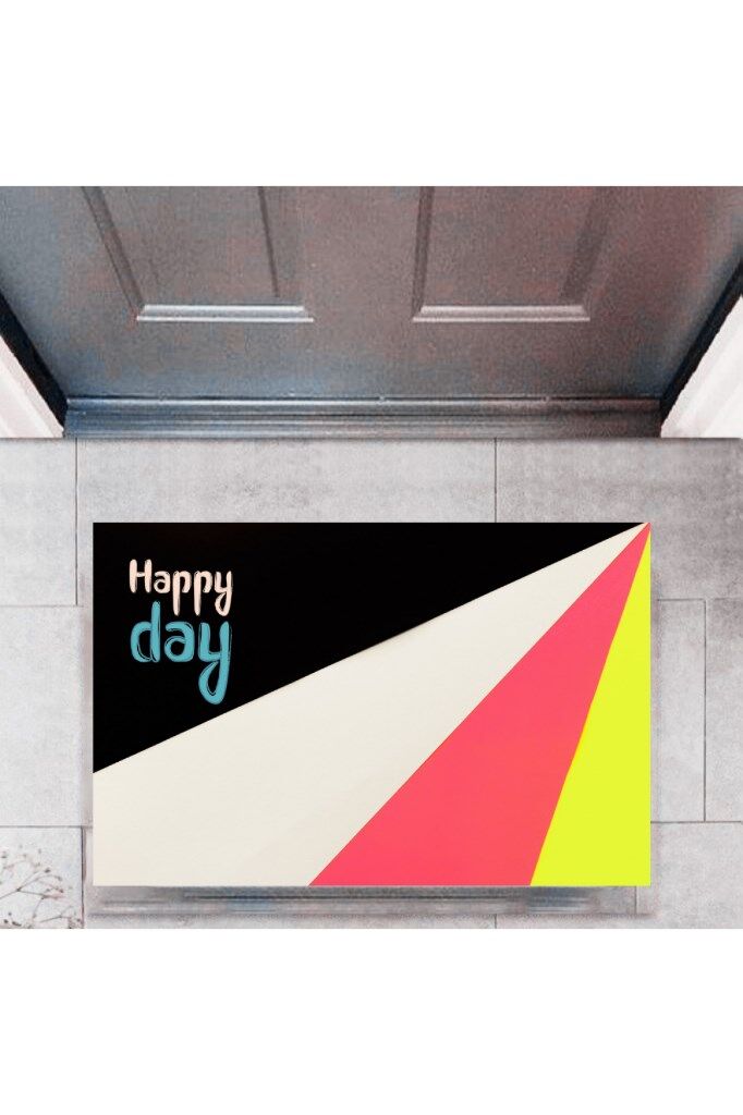 Kapı Önü Paspası Dekoratif Dijital Baskı Happy Day P-2322