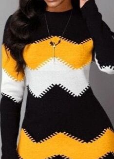 Kadın Uzun Kollu Bisiklet Yaka Triko Elbise