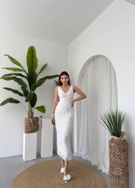 Kren Gül Detaylı Elbise
