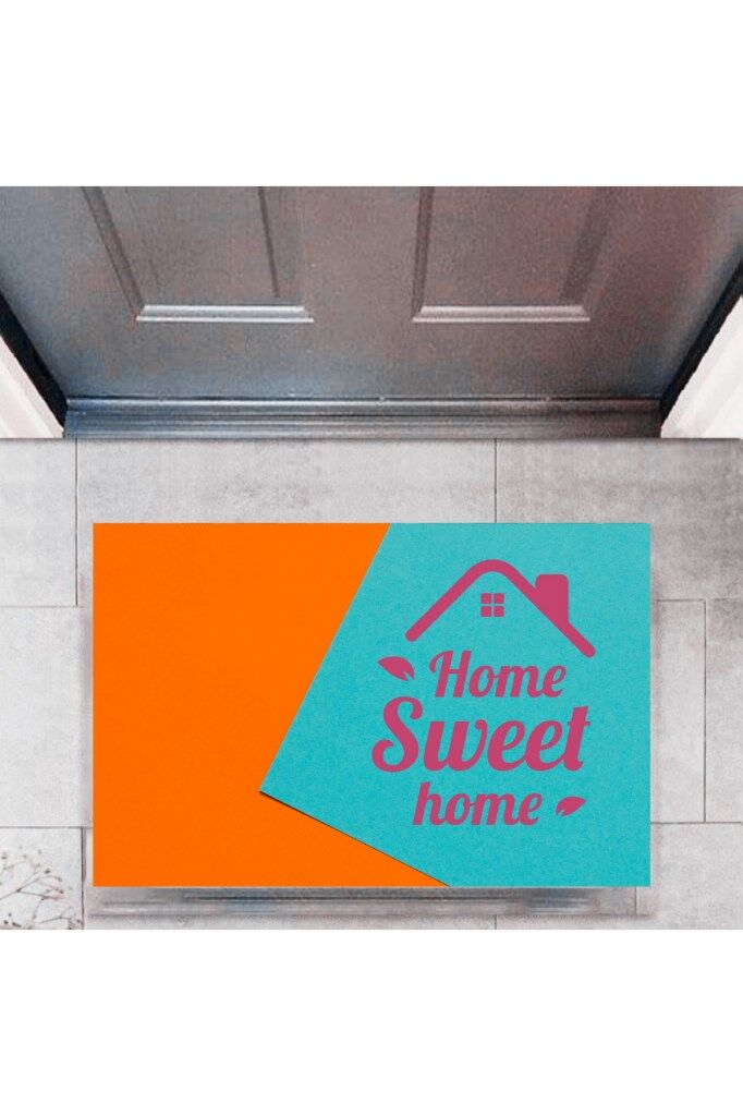 Kapı Önü Paspası Dekoratif Dijital Baskı Home Sweet Home P-2329