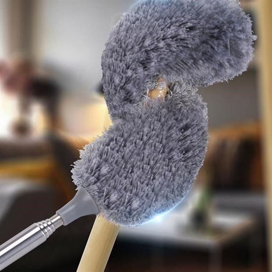 Buffer 140 Cm Teleskopik Uzatılabilir Mikrofiber Yumuşak Başlıklı Gri Toz Alma Fırçası  Toz Püskülü