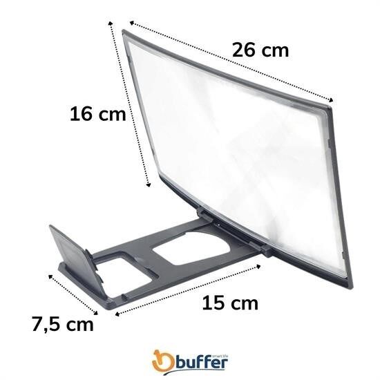 BUFFER® Curved Model Katlanabilir 3D Ekran Büyütücü Amplifikatör Projektör Standı Tüm Akıllı Telefon
