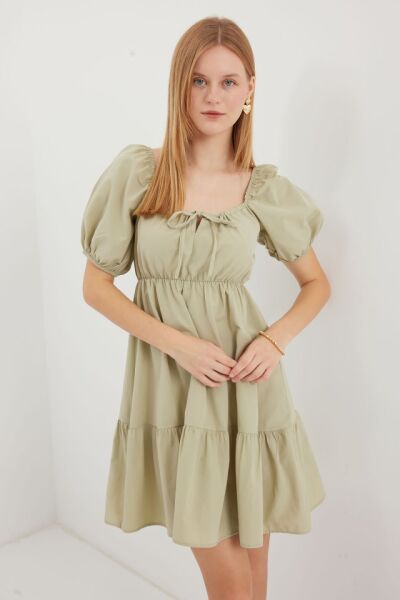 2351 Kloş Poplin Elbise - Çağla