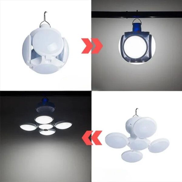 BUFFER® 5 Led'li 3 Farklı Işık Modlu Açılıp Kapanabilir Led Kanatlı Güneş Enerjili Solar Aydınlatma Asılabilir Kamp Feneri