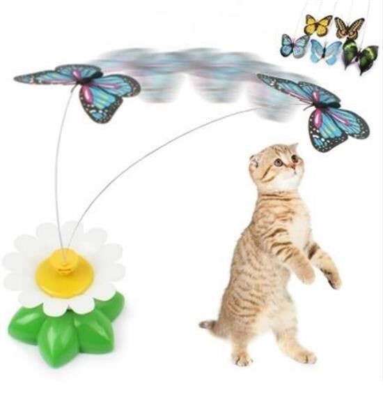 BUFFER® Hareketli Dönen Kelebek - Kedi Oyuncağı ( Pille Çalışır)