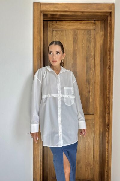 Beyaz Beli Ayrılabilen Poplin Gömlek