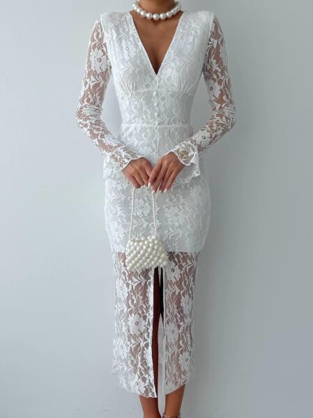 Lively Dantelli Midi Elbise