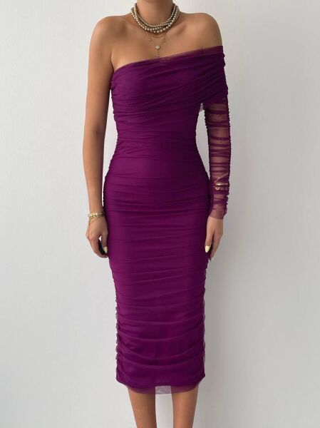 Polack Tek Omuz Tül Elbise