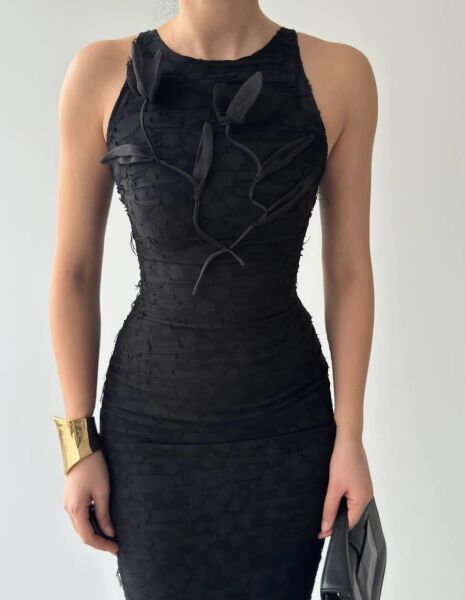 Lers Çiçek Detaylı Elbise