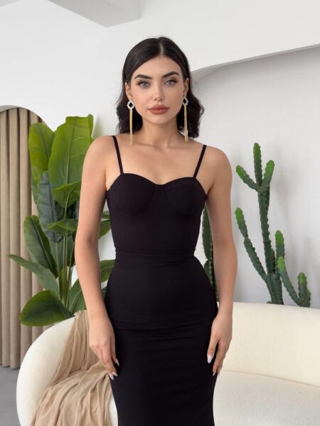 Dominic Eteği Büzgülü Midi Boy Elbise