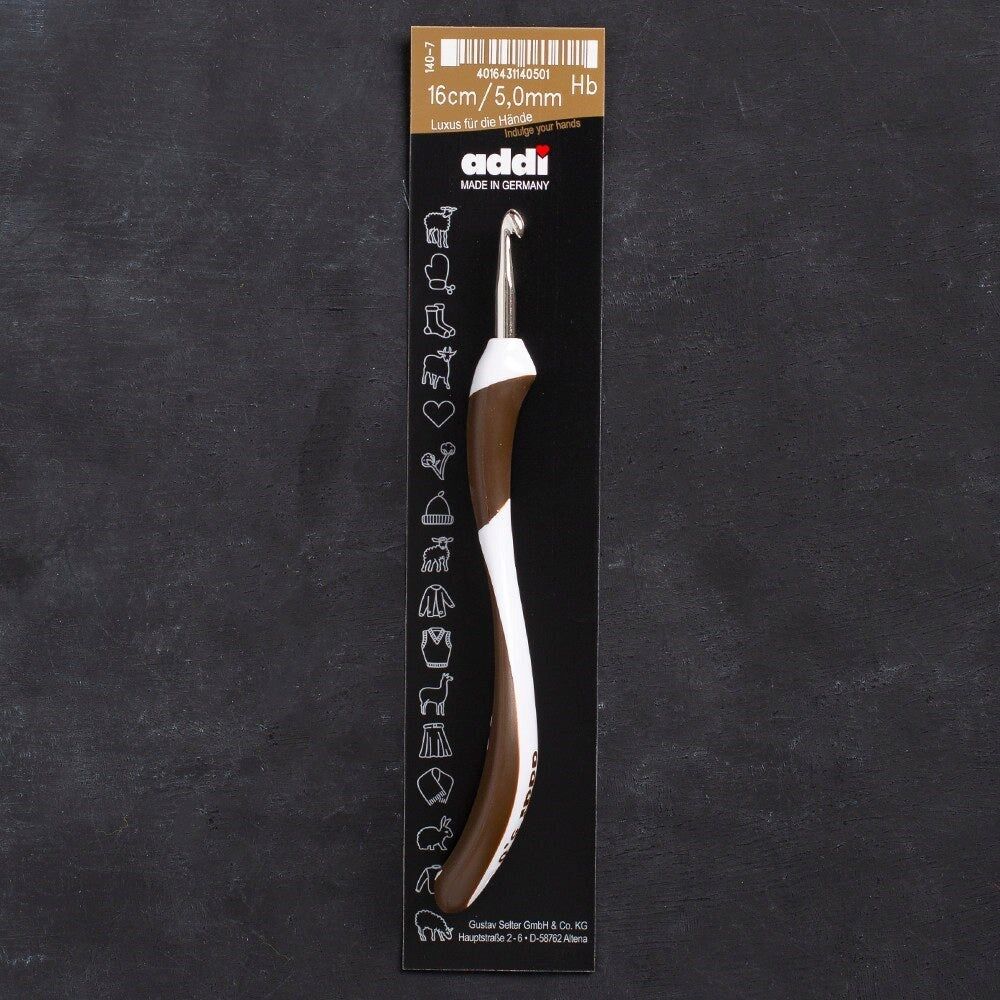 Addi Swing 5mm 16cm Kahverengi Ergonomik Yün Tığ -