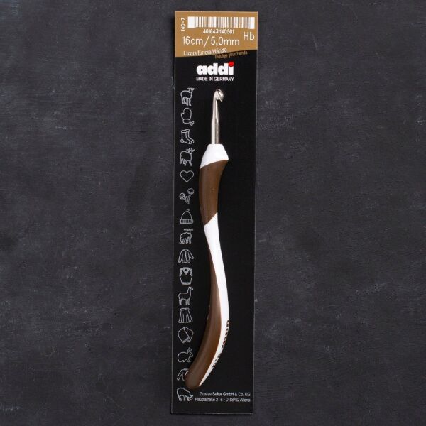 Addi Swing 5mm 16cm Kahverengi Ergonomik Yün Tığ -