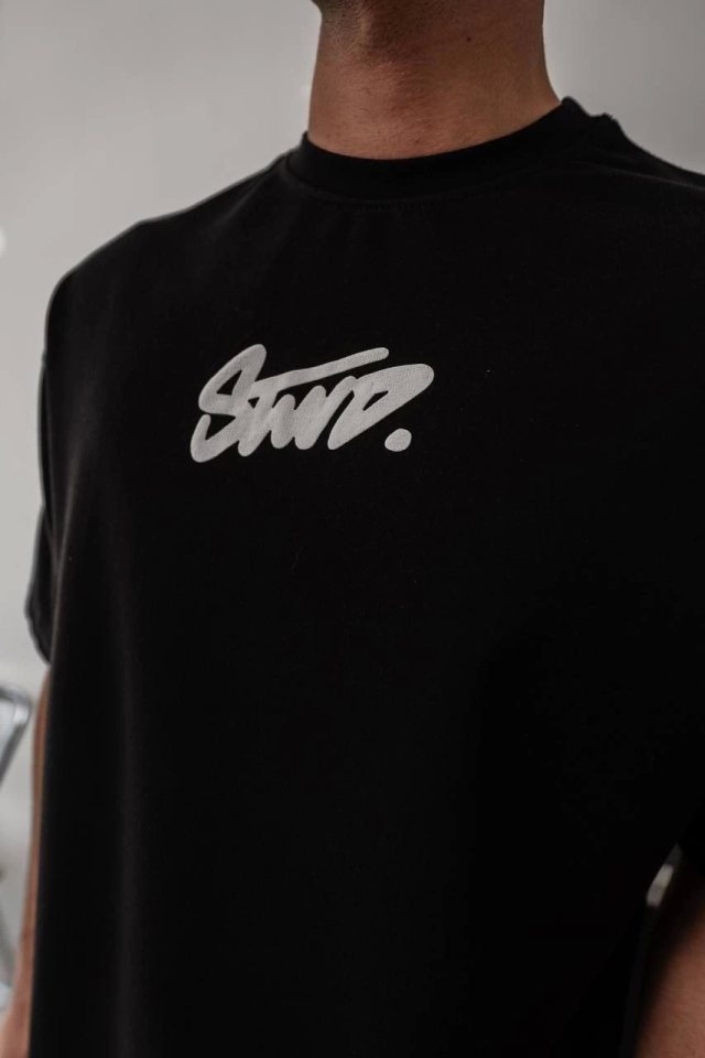 Erkek Baskılı Oversize T-shirt - Siyah