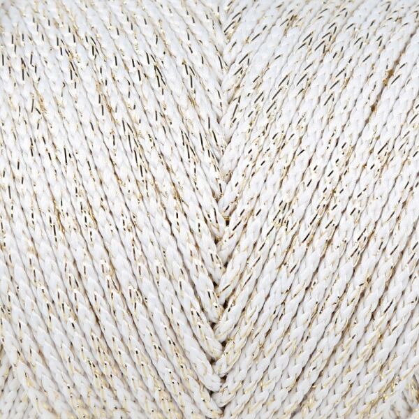 Loren Soft Star Makrome İpi Sarı Simli Krem RM103