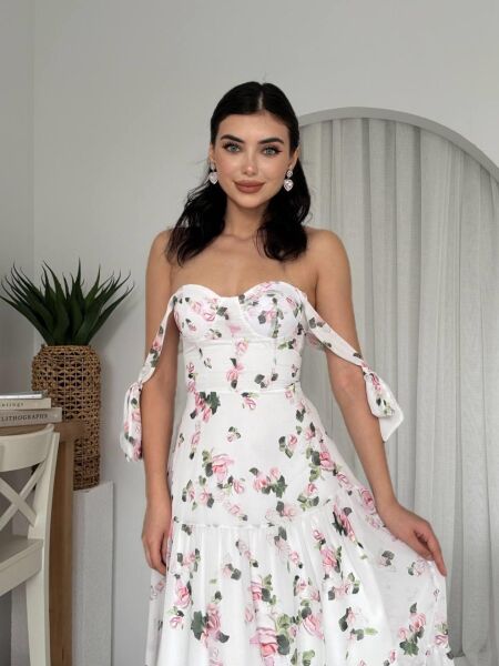 Poses Omuz Bağlamalı Elbise