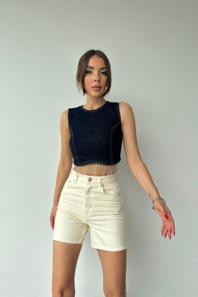 Mavi Altı Zincirli Bluz