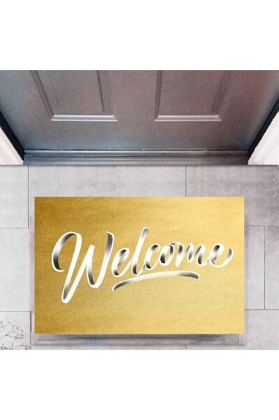 Kapı Önü Paspası Dekoratif Dijital Baskı Welcome P-2324