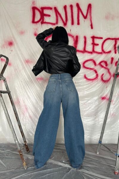 Mavi Geniş Paça Jeans Pantolon