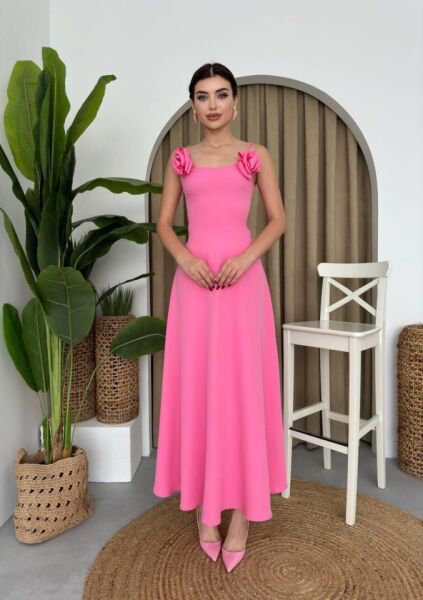 Matilda Gül İp Askılı Elbise