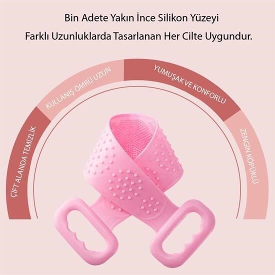 BUFFER® Çift Taraflı Banyo Hamam Lifi Silikon Masajlı Yumuşak Duş Lifi Uzun Ömürlü Hazır Banyo Keses