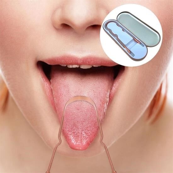 BUFFER® Bakır Oil Pulling Yağ Çekme Dil Plak Temizleme Aleti Dil Fırçası Sıyırıcı Dil Kaşığı