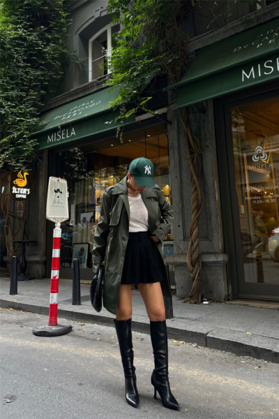 TRENCH KISA ŞANEL BOY - Siyah