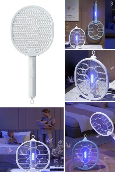 BUFFER® Sinek Öldürücü Masaüstü Olabilen Katlanabilir Şarjlı Sinek Raketi 5W 400mAh