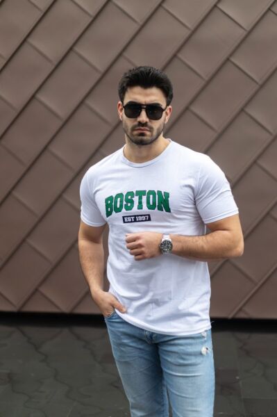 Erkek Boston Baskılı Süprem T-shirt
