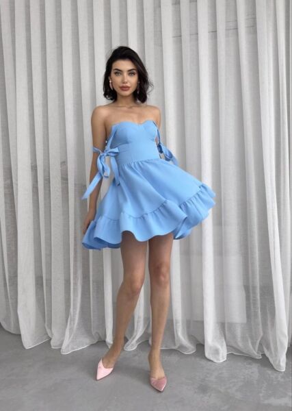 İP ASKILI BAĞLAMALI ATLAS ELBİSE