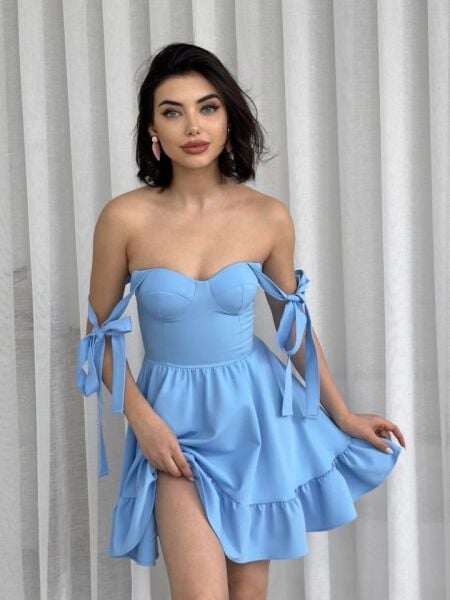 İP ASKILI BAĞLAMALI ATLAS ELBİSE