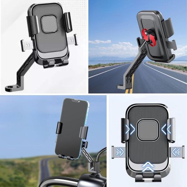 BUFFER® Motor,Motosiklet,Bisiklet ,Scooter İçin 360 Derece Dönebilen Dikiz Aynası Versiyonu Telefon Tutucu Aparat