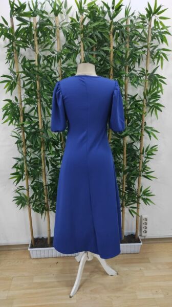 Kadın Kısa Balon Kollu Bisiklet Yaka Geniş Kesim Janjan Krep Elbise