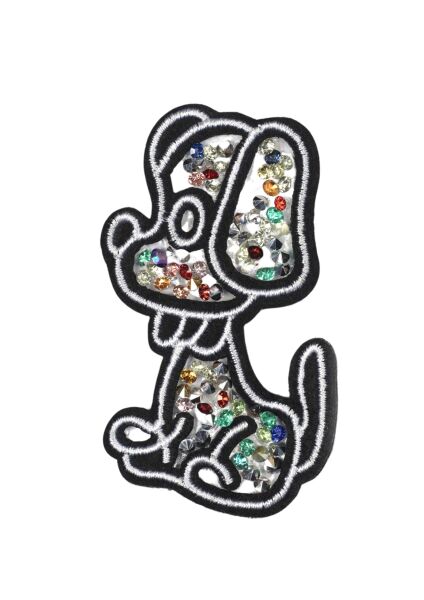 Aplike Ütü İle Yapışan Taşlı Sevimli Köpek Arma 3x5 cm