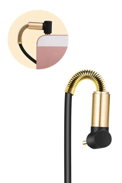 BUFFER®  3.5mm AUX Kablosu Jak Erkek Erkek L Tipi 1 Metre Ses Aktarım Kablosu