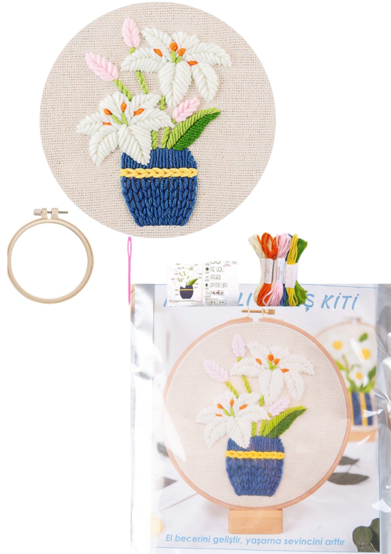 Nakış Kitleri Kasnaklı 13.5 X 18.8 cm Zambak