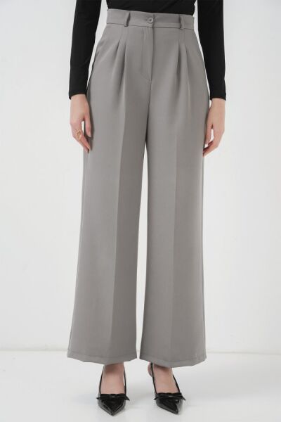 6647 Bol Paça Kumaş Pantolon - Gri