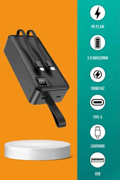 BUFFER® 30000 Mah 22,5w Süper Hızlı Lightning ve Tyype C Powerbank