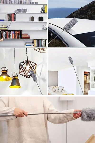BUFFER®Teleskopik Bükülebilir Köşe Bucak Toz Alma Püskülü Dev Boy 280 cm