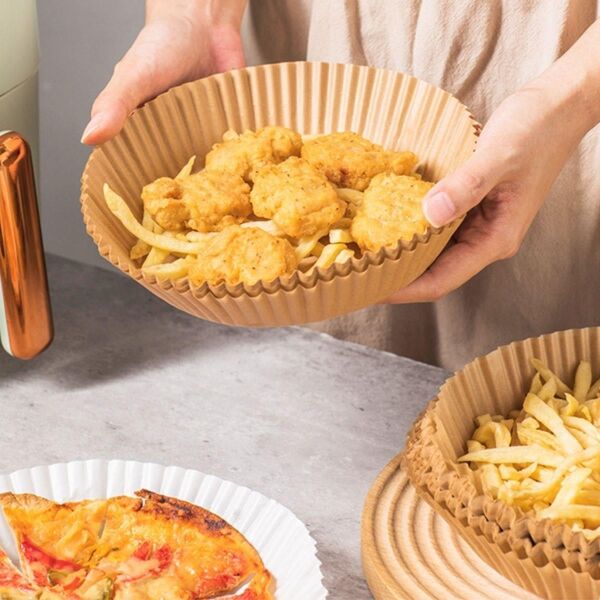 BUFFER® 50 Adet Air Fryer Pişirme Kağıdı Tek Kullanımlık  23 Cm Yuvarlak Pişirme Kağıdı XXL PVC li
