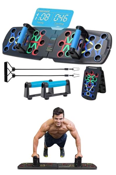 BUFFER® Otomatik Sayımlı Katlanabilir İpli Şınav Fitness Tahtası