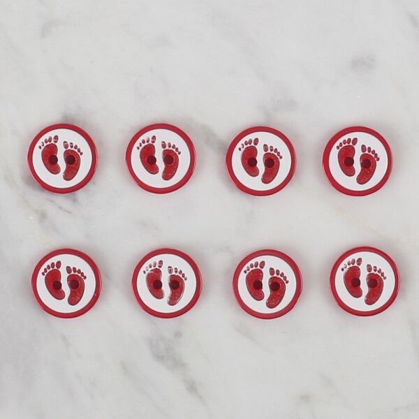 Loren Crafts kırmızı 8 li ayak izi düğme - 439